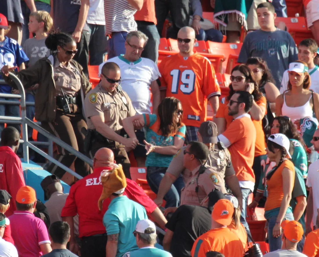 NFL fans filling the stadium stands on an autumn game day