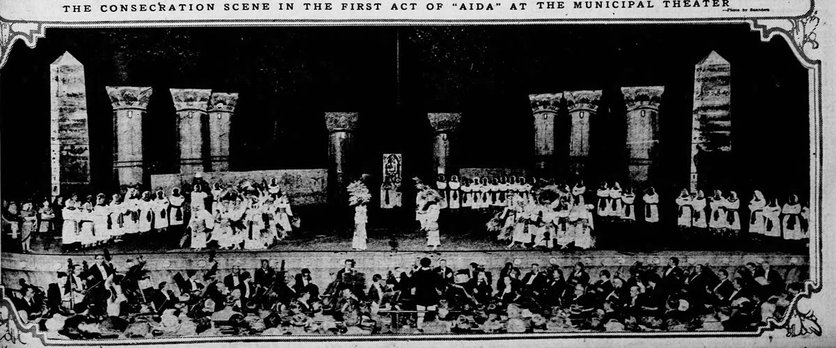 Buy Opera Philadeolphia: Aida tickets on StubOrder Consecration scene from Act I of Aida at the Muny, St. Louis, 1925