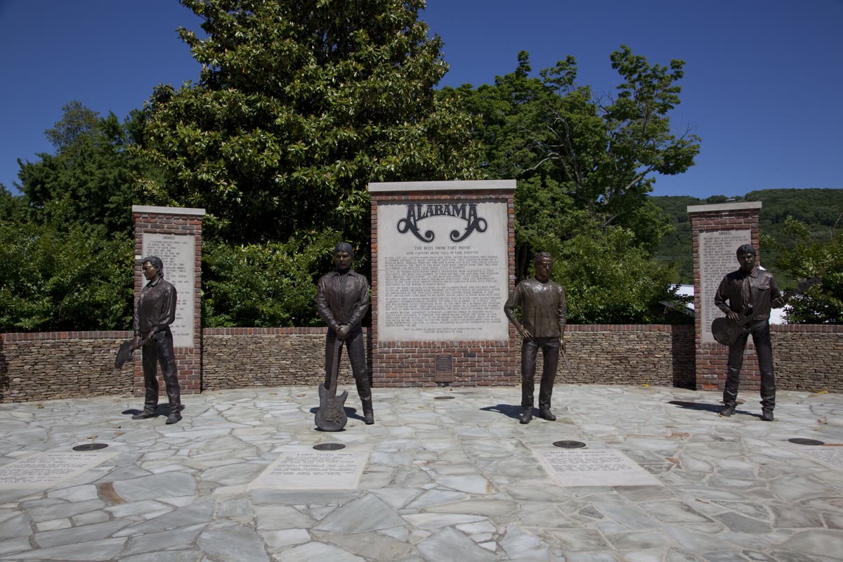 Buy Alabama - The Band tickets on StubOrder Bronze statues of Alabama band members in Fort Payne, Alabama
