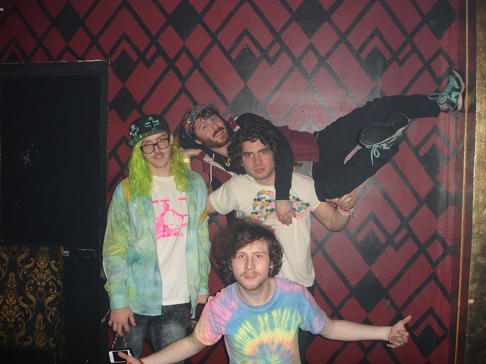 Anamanaguchi posing for a group photo after their Webster Hall show, New York City, 2013