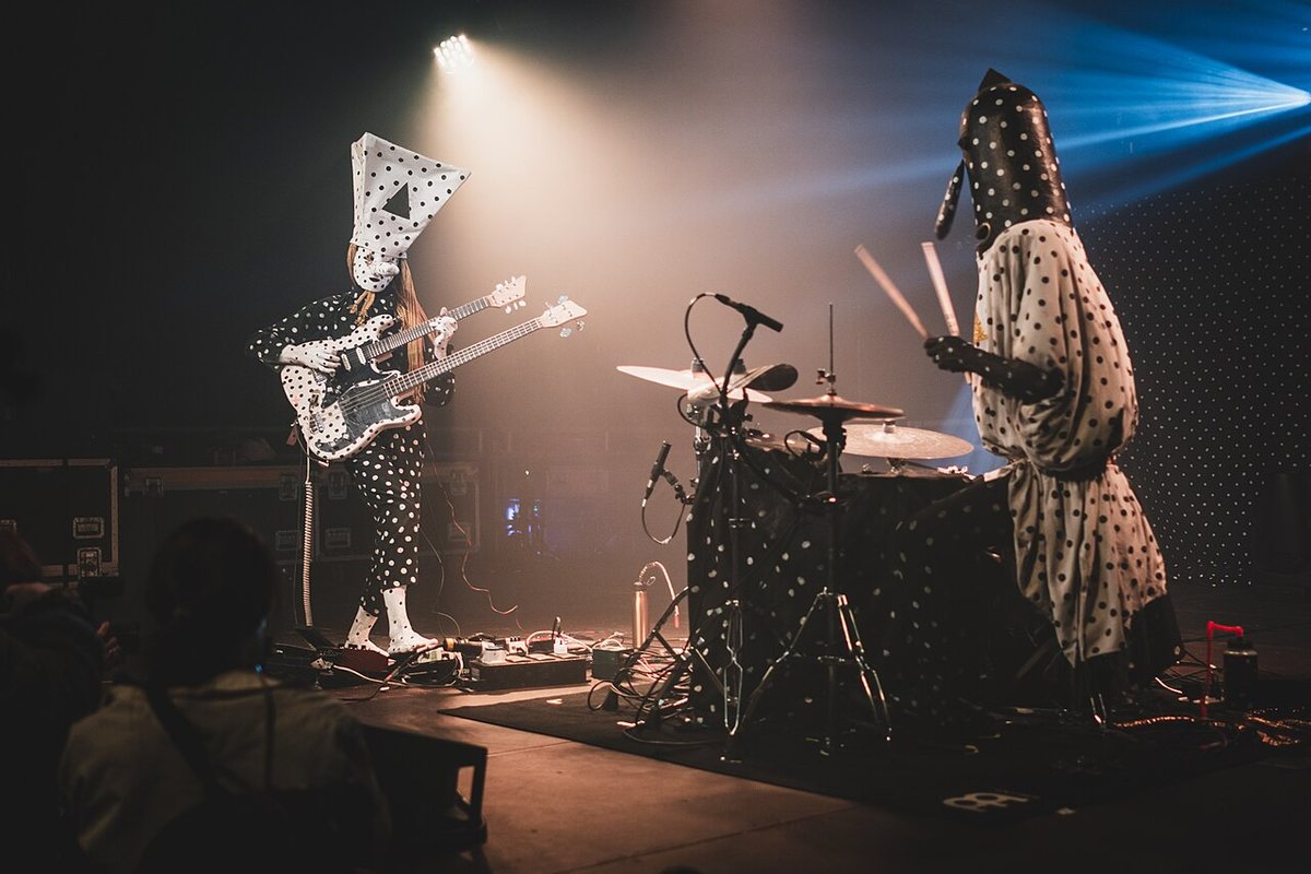 Angine de Poitrine performing as a masked guitar and drums duo at The Great Escape, Brighton, May 2026