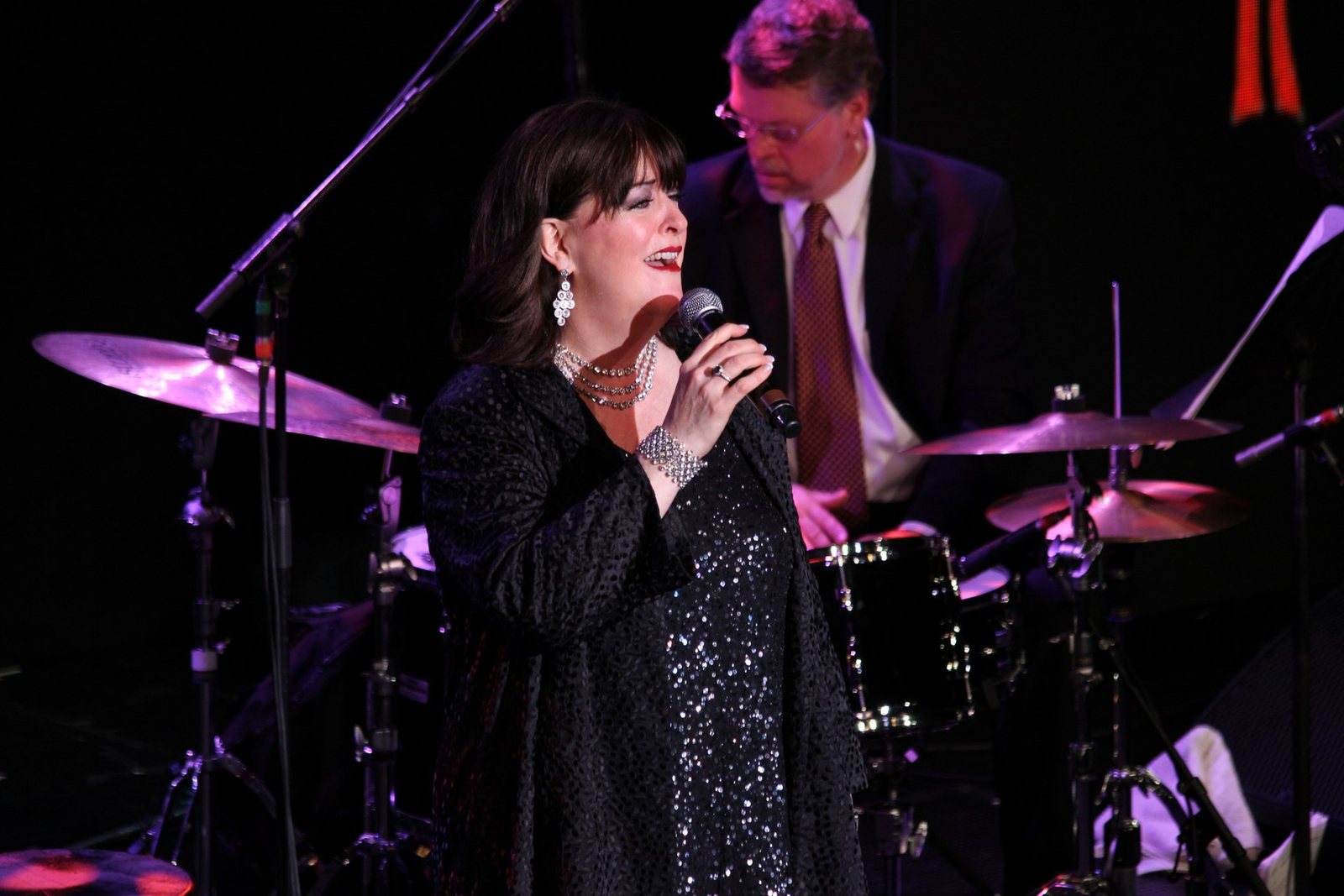 Ann Hampton Callaway singing with drummer Tim Horner on The Jazz Cruise, 2014