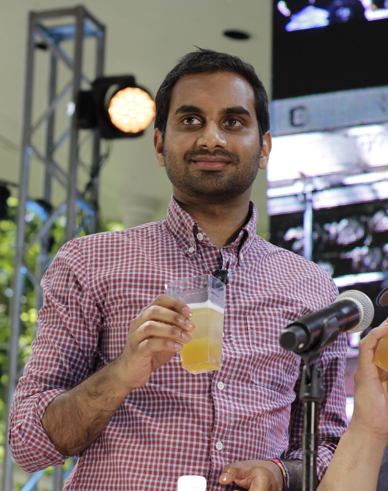 Aziz Ansari on stage at the Great GoogaMooga festival, Prospect Park, Brooklyn, 2012