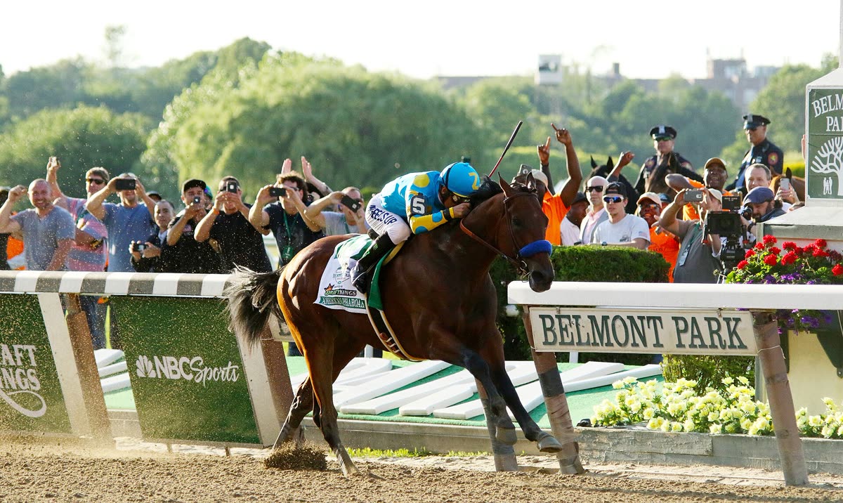 Buy Belmont Stakes tickets on StubOrder American Pharoah winning the 2015 Belmont Stakes at Belmont Park