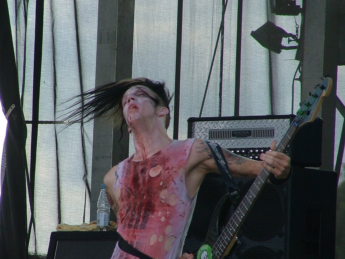 Buy Blitzkid tickets on StubOrder Argyle Goolsby of Blitzkid playing bass on stage at Summer Breeze festival, Dinkelsbühl, Germany, 2007