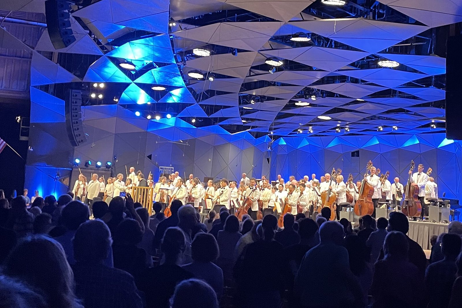 The Boston Symphony Orchestra on stage at the opening concert of the 2023 Tanglewood season, July 7, 2023