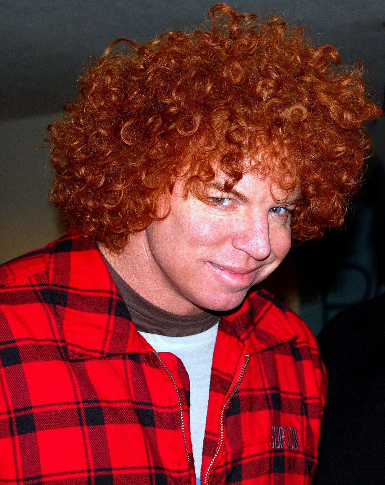Carrot Top, comedian Scott Thompson, in a red plaid jacket, photographed January 10, 2009