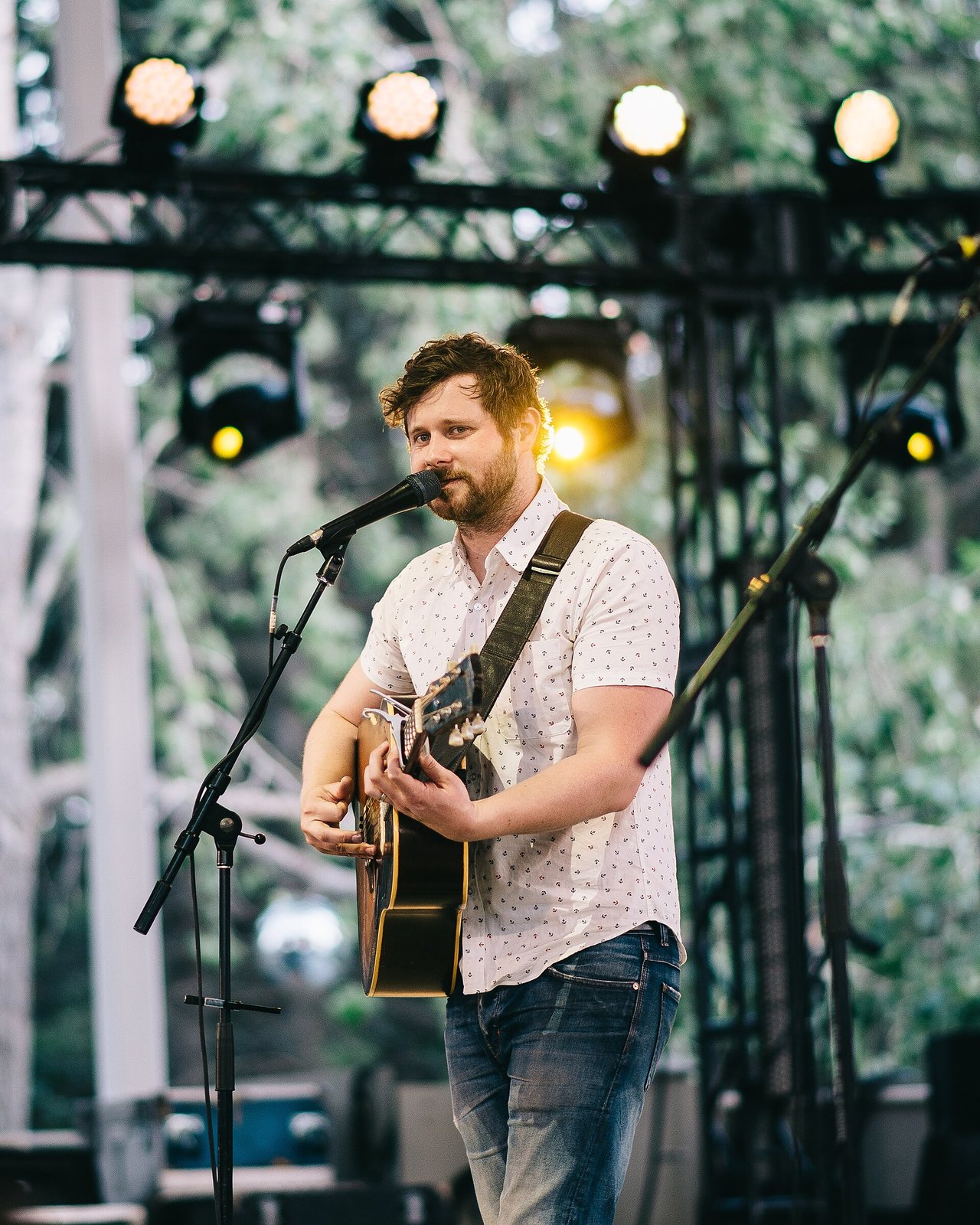 Dan Mangan performing with acoustic guitar at Interstellar Rodeo, Edmonton, 2017