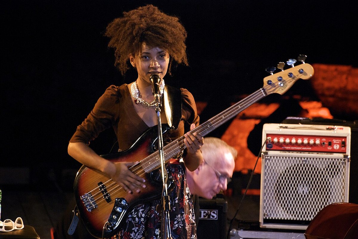 Esperanza Spalding playing electric bass in concert at Estate Fiesolana, Fiesole, Italy, 2009