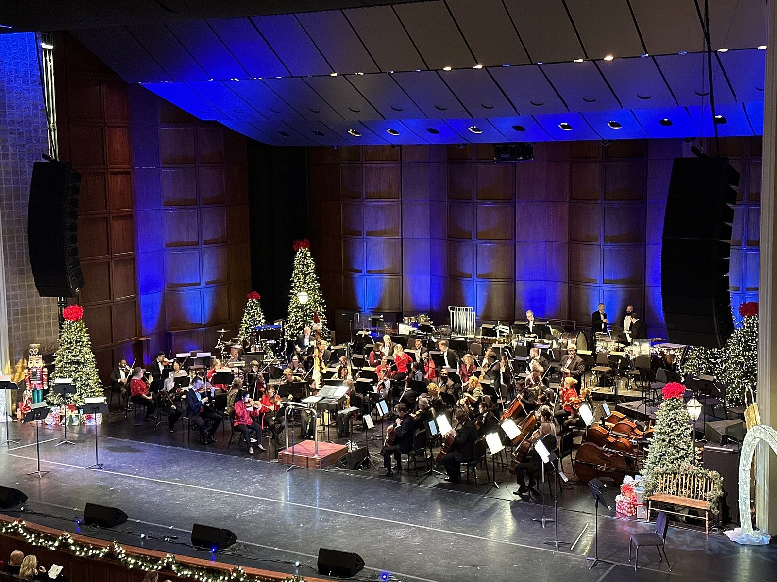 Greenville Symphony Orchestra performing its Christmas concert on stage, December 2023