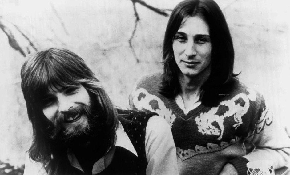 Jim Messina (right) with Kenny Loggins in a 1974 Loggins and Messina publicity photo