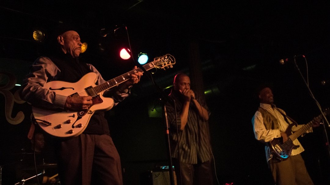 John Primer and his band on stage at the Redstone Room, Davenport, Iowa, 2016