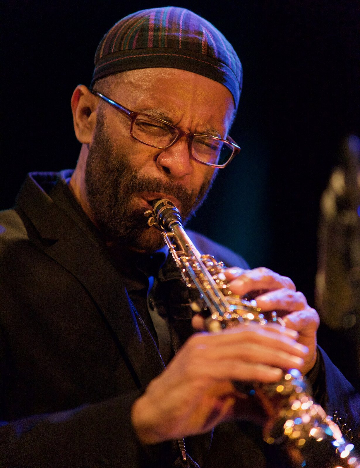 Kenny Garrett playing soprano saxophone with his quintet at the Bimhuis, Amsterdam, February 2020