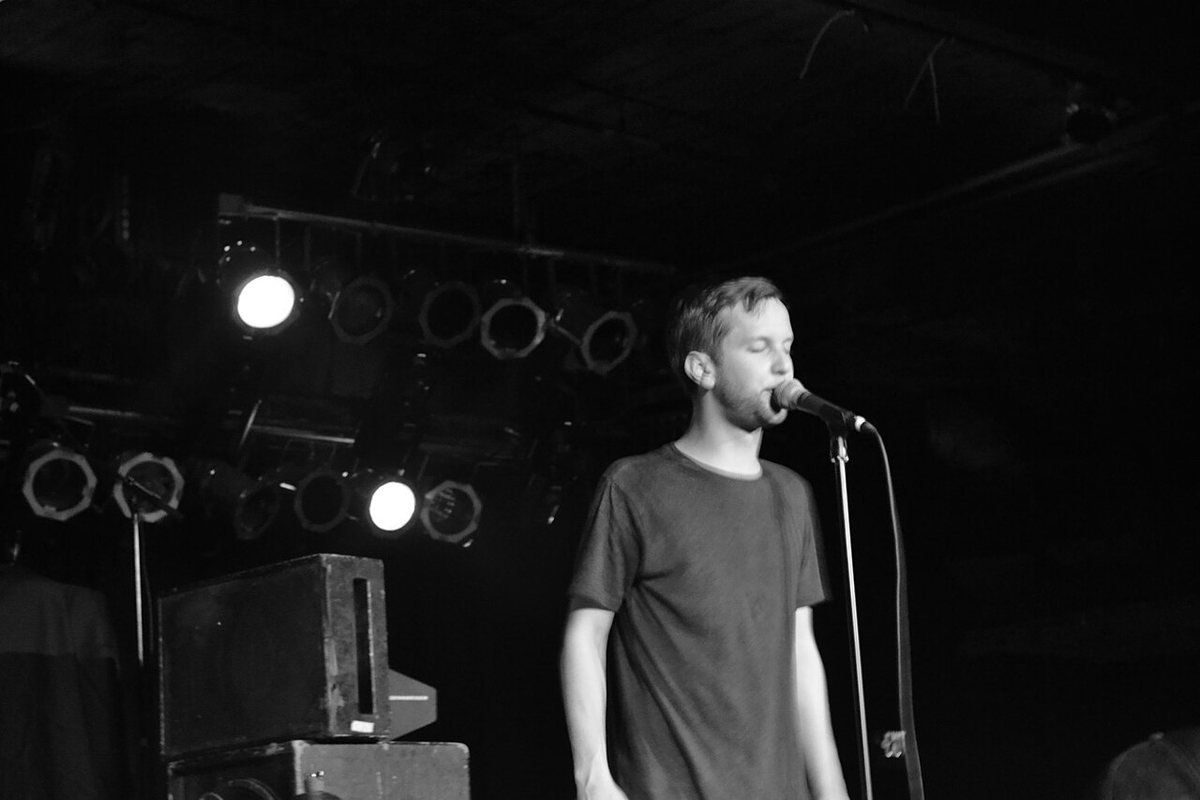 La Dispute singer Jordan Dreyer performing at The Masquerade in Atlanta