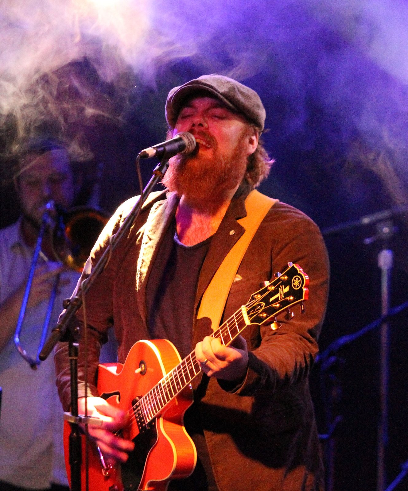 Marc Broussard singing and playing guitar at Southport Hall, Jefferson Parish, Louisiana, November 2014