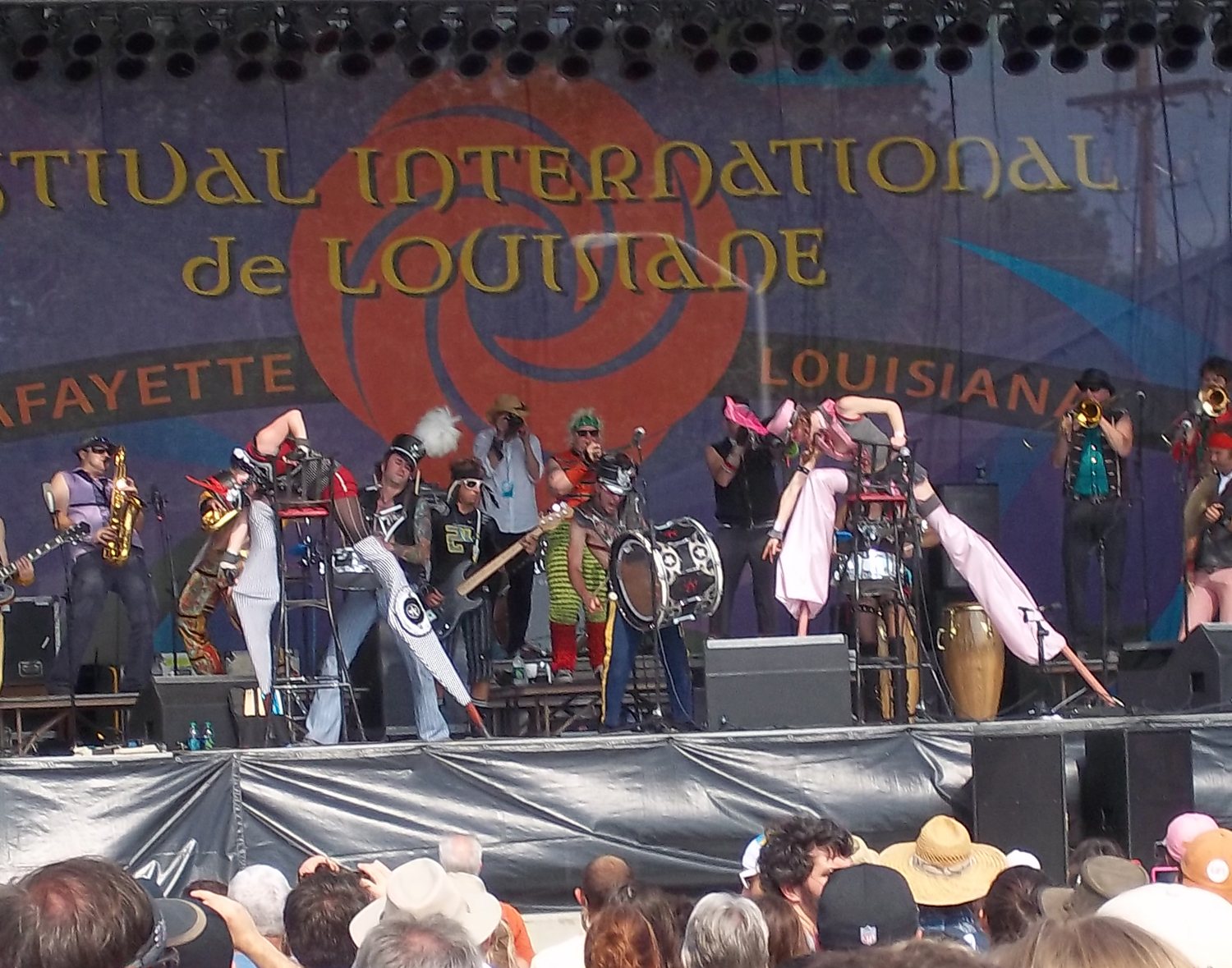 MarchFourth Marching Band performing at Festival International de Louisiane, Lafayette, 2011