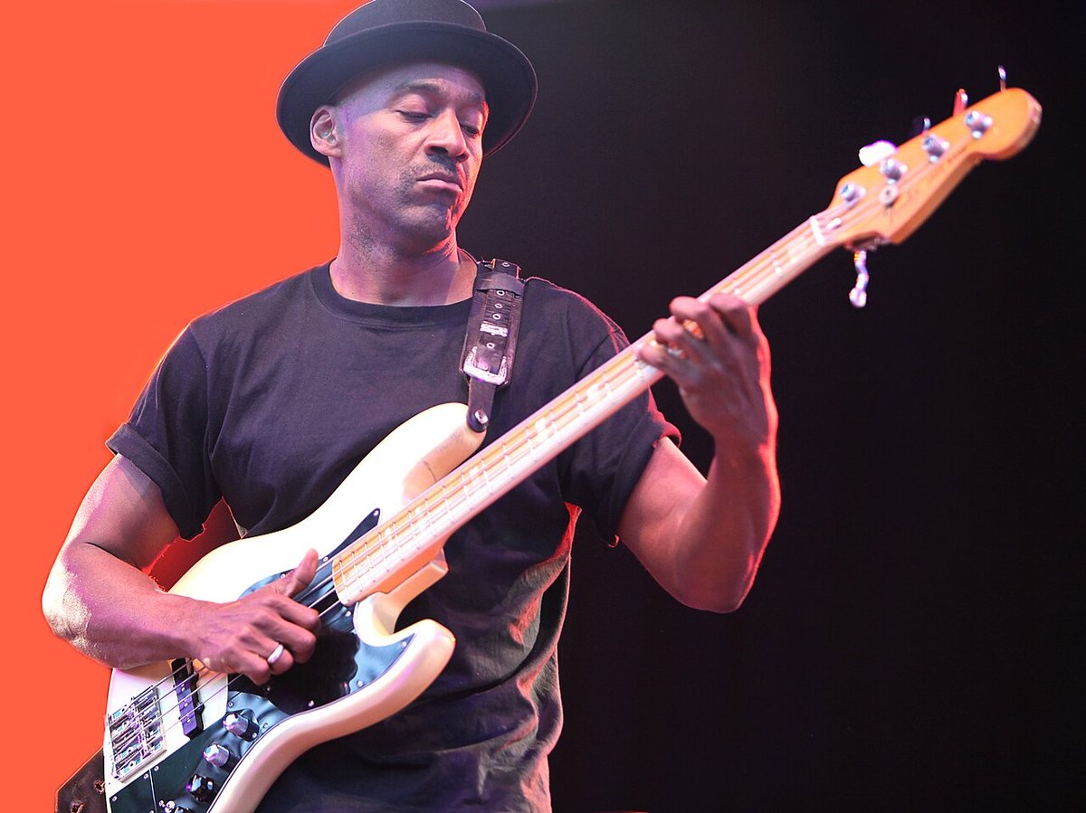 Marcus Miller playing bass on the Thunder Tour at Stockholm Jazz Festival, 2009