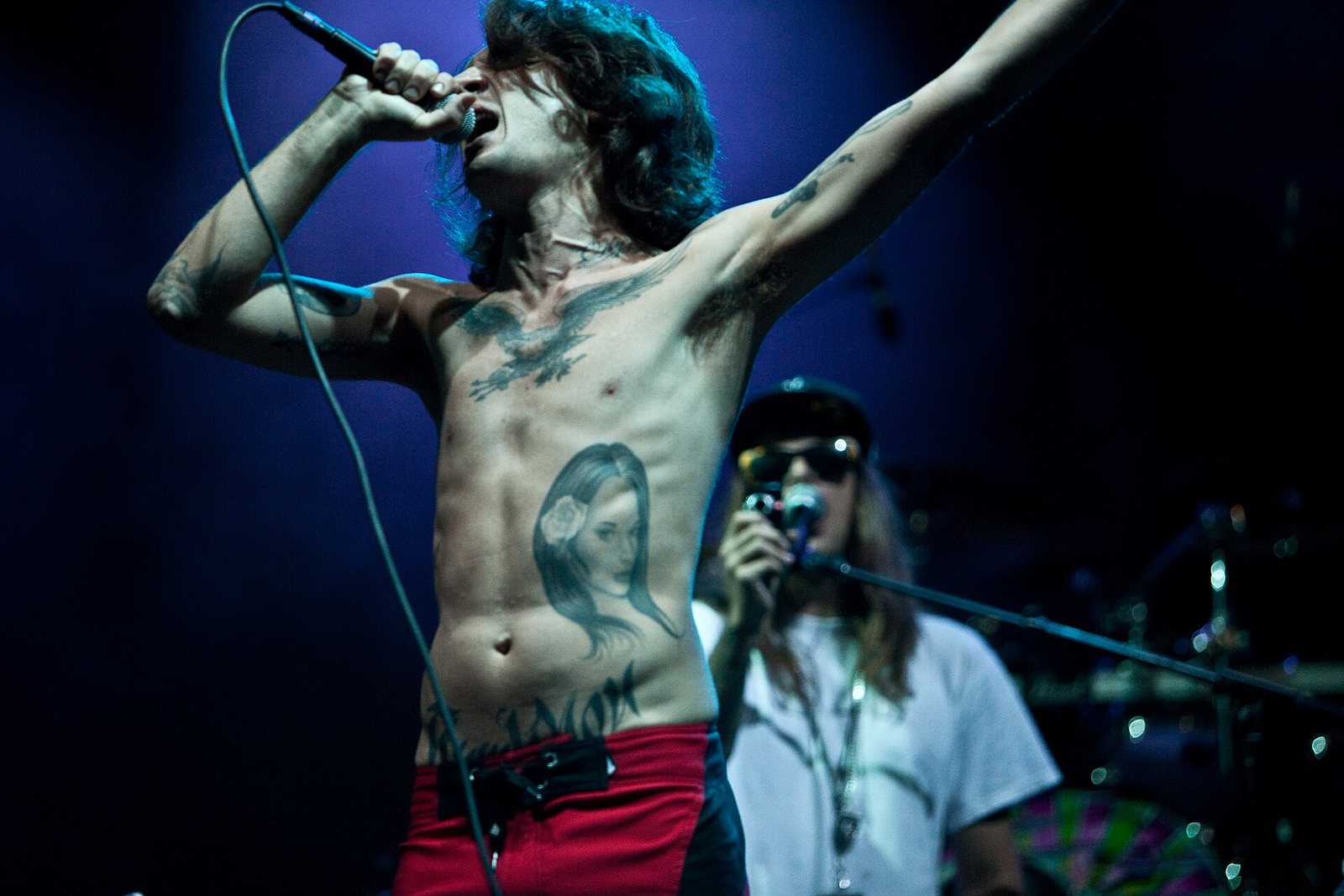 Mickey Avalon singing on stage during the Blazed and Confused tour, 2009