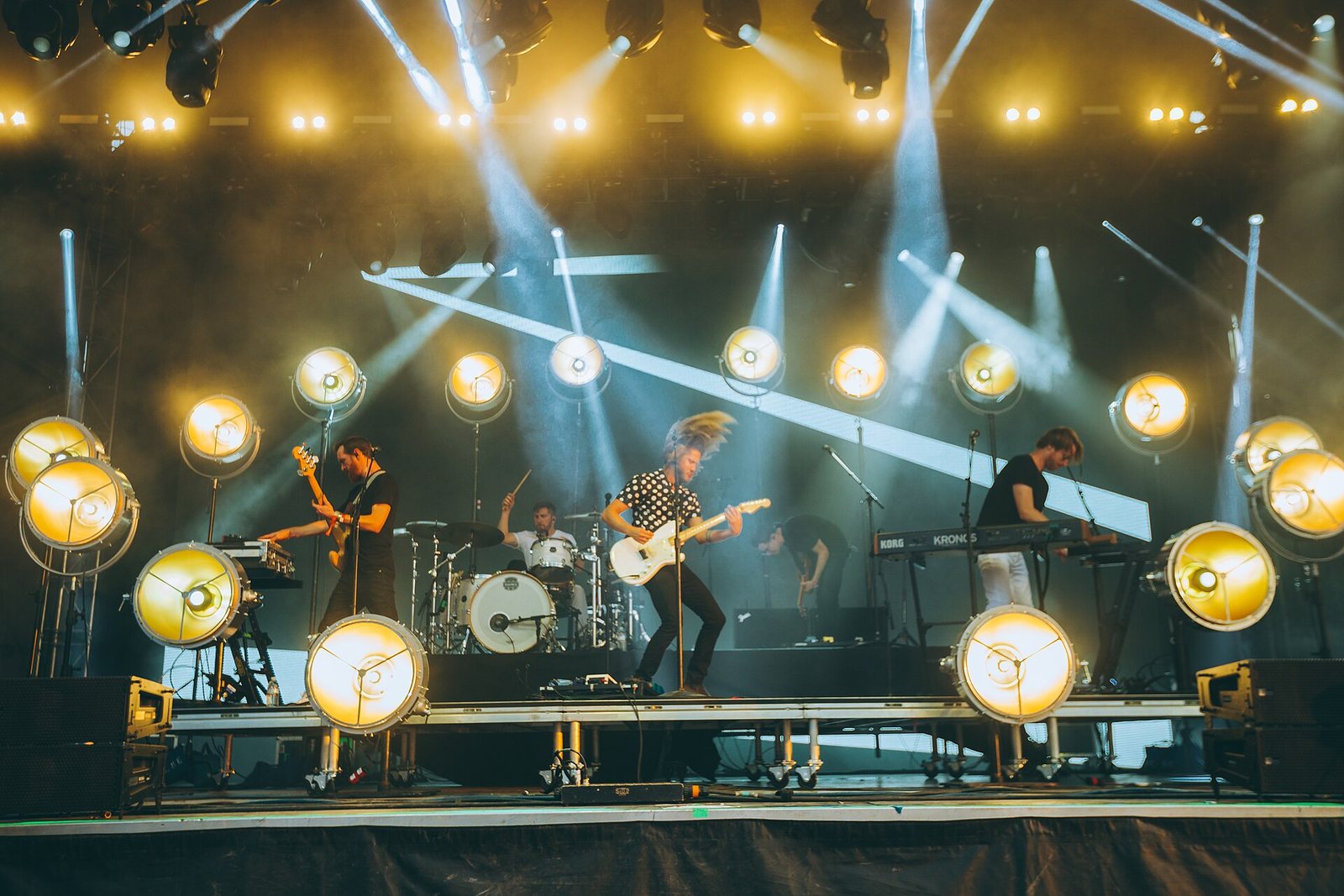 Moon Taxi performing on stage at the Bonnaroo Music and Arts Festival, 2018