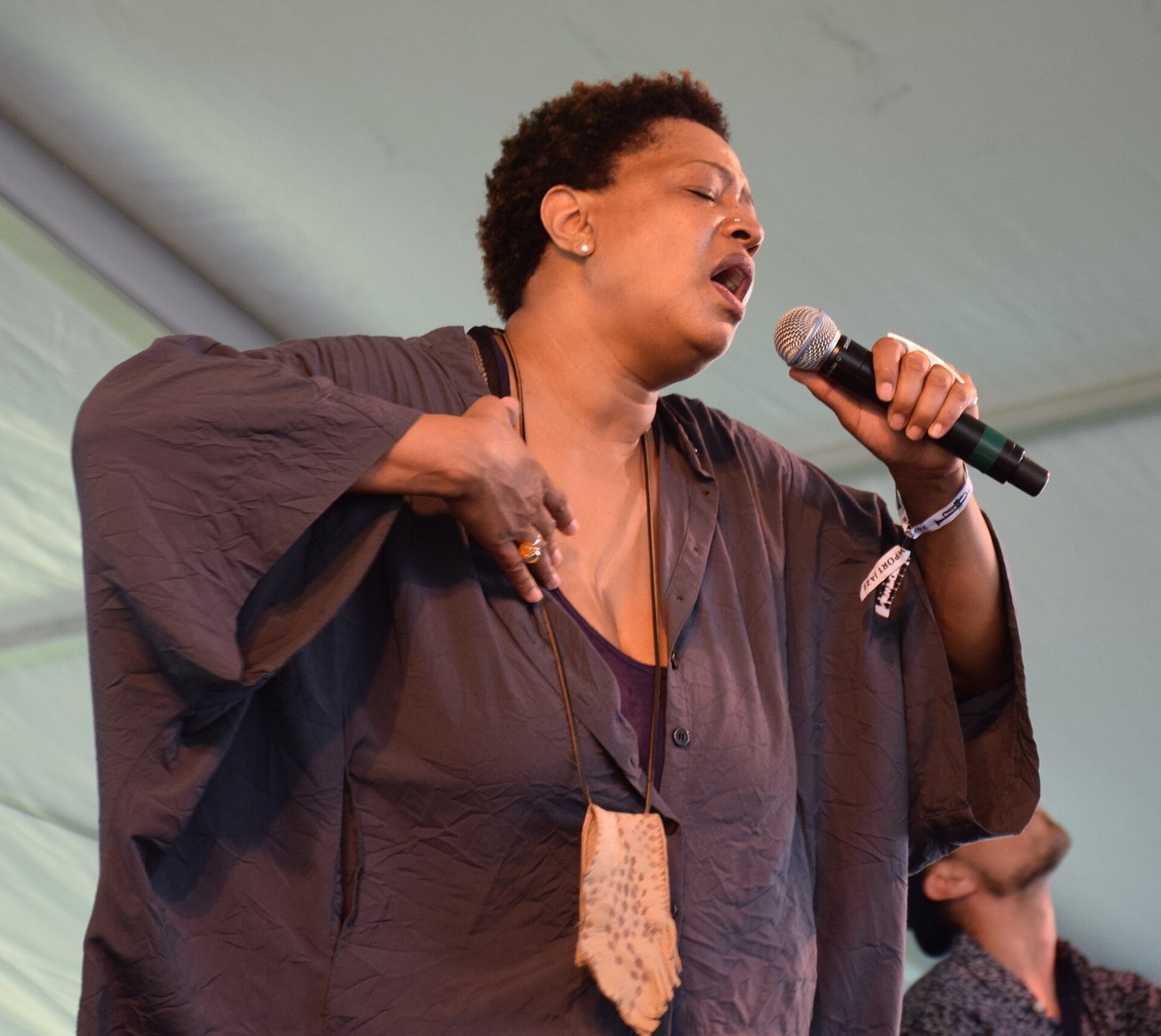 Lisa Fischer singing on the Quad Stage at the Newport Jazz Festival, 2015