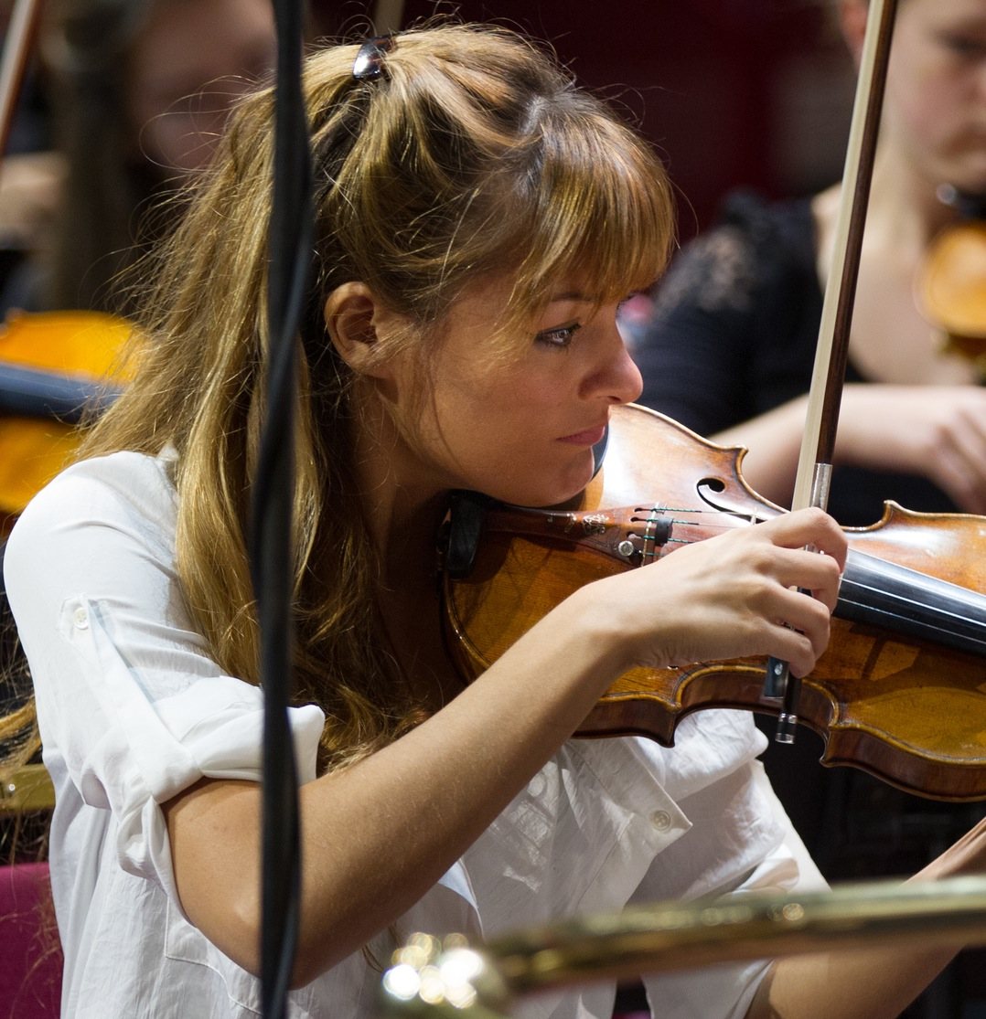 Nicola Benedetti playing violin at the Royal Albert Hall, London, 2013