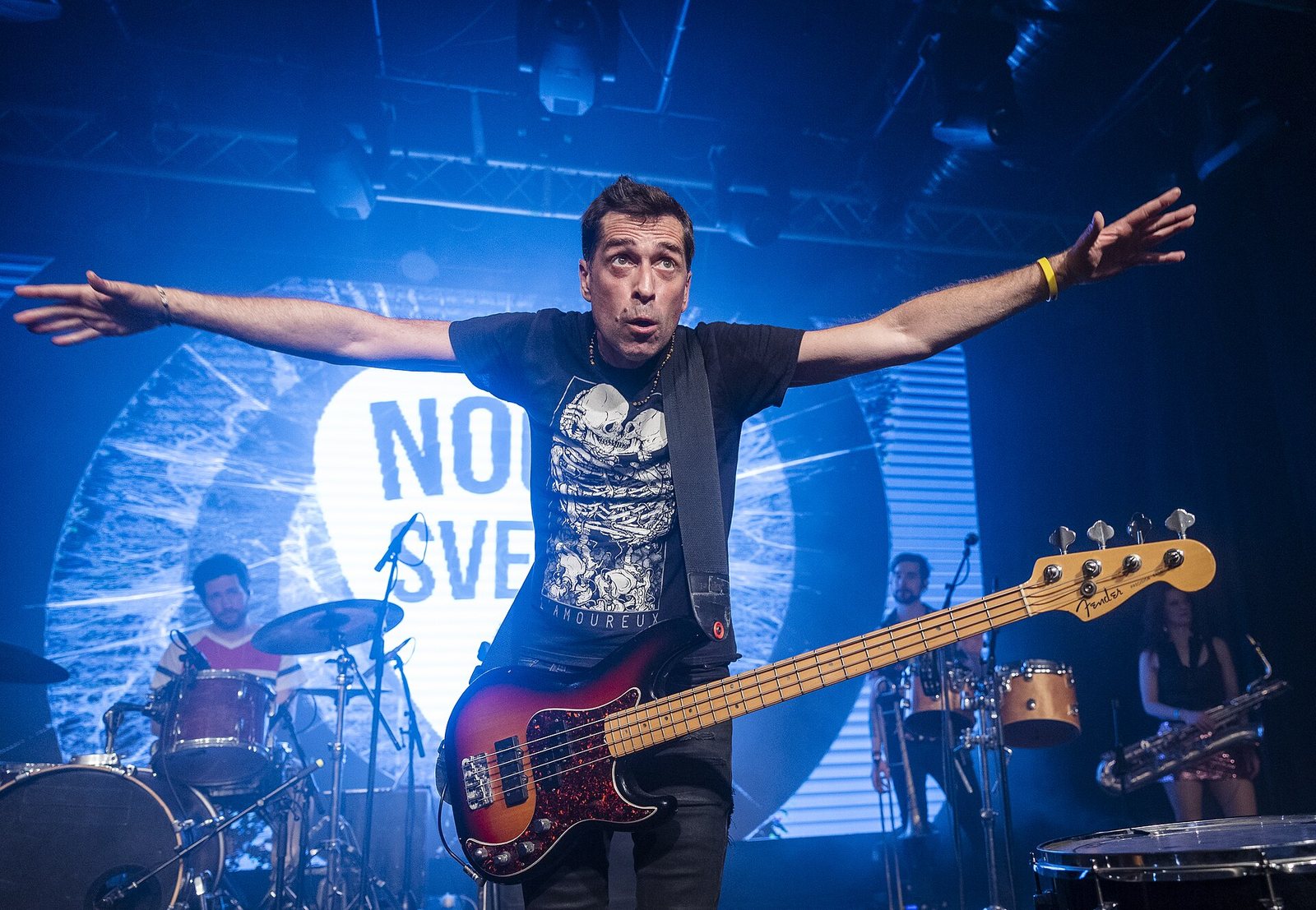 Max Pokrovsky of Nogu Svelo! performing with the band in Israel, 2024