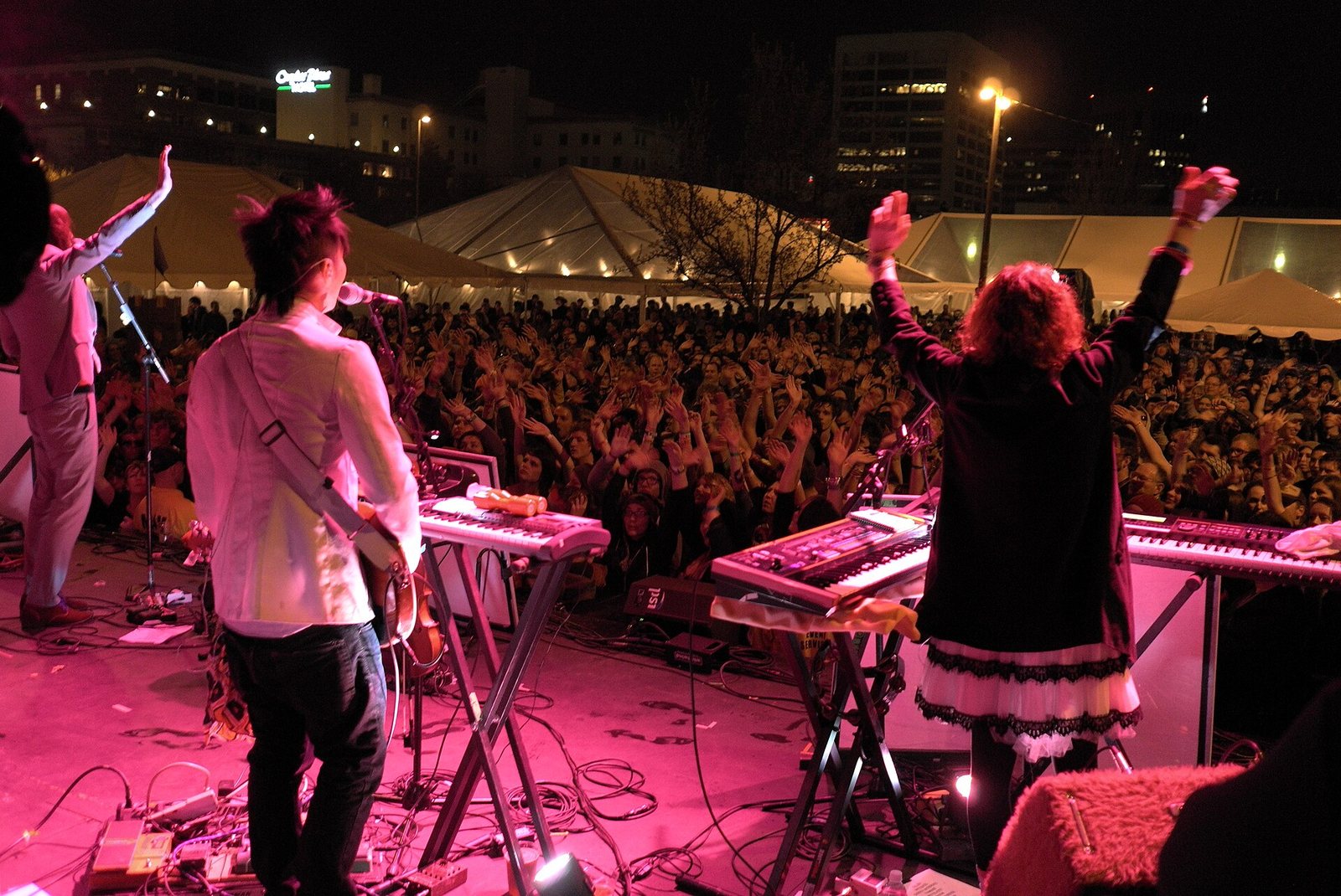 of Montreal performing to a packed crowd at Treefort Music Fest in Boise, Idaho, 2012, seen from the back of the stage