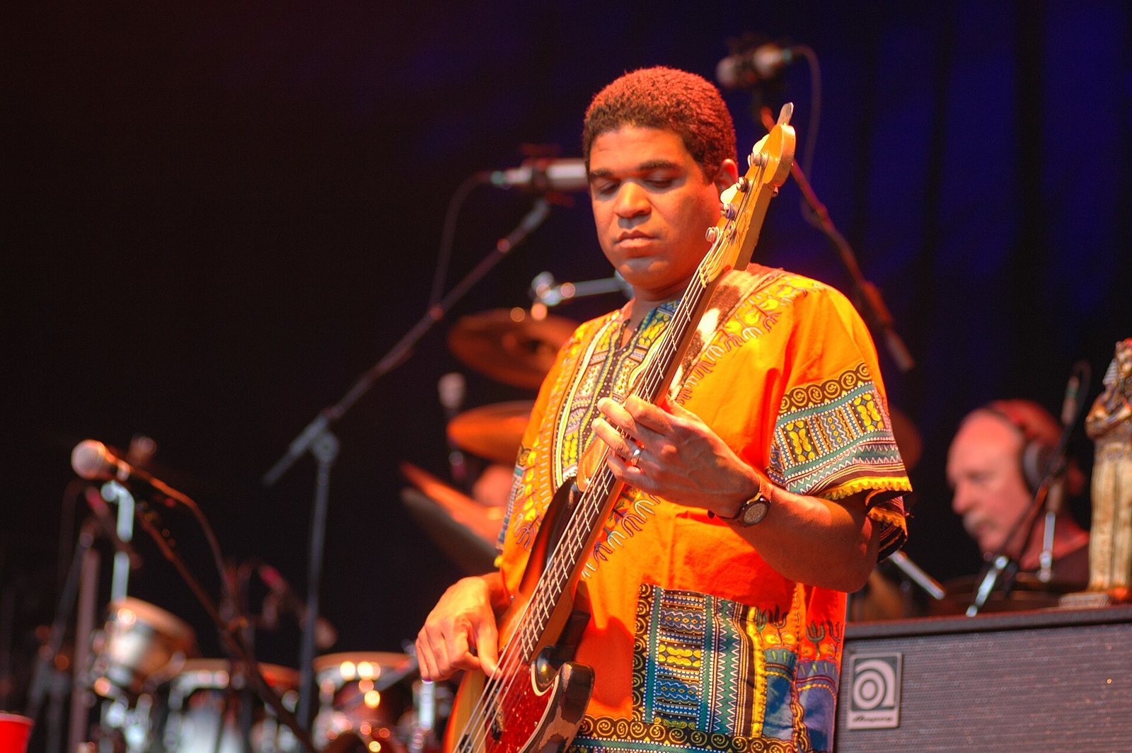 Oteil Burbridge playing bass with the Allman Brothers Band at Mizner Park, Boca Raton, Florida, 2005