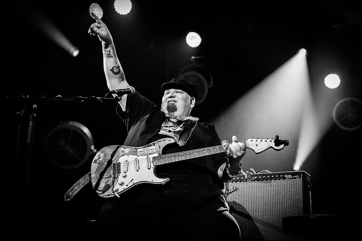 Buy Popa Chubby tickets on StubOrder Popa Chubby raising his arm while playing guitar at Leverkusener Jazztage, Germany, 2016