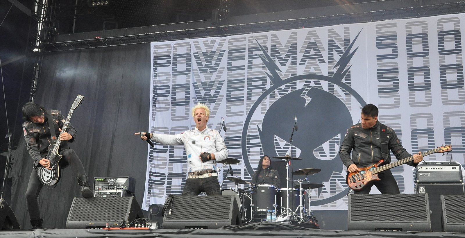 Powerman 5000 performing in front of their logo backdrop on the Alternastage at Rock am Ring 2014