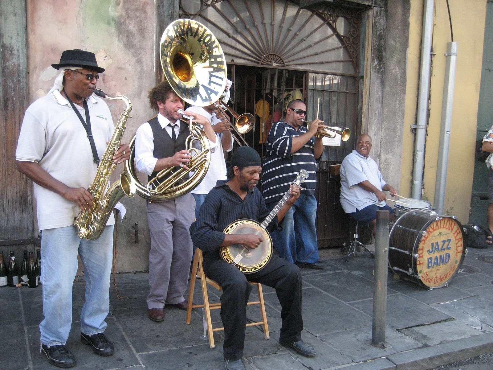 Preservation Hall Jazz Band playing on the sidewalk outside Preservation Hall, New Orleans, 2007
