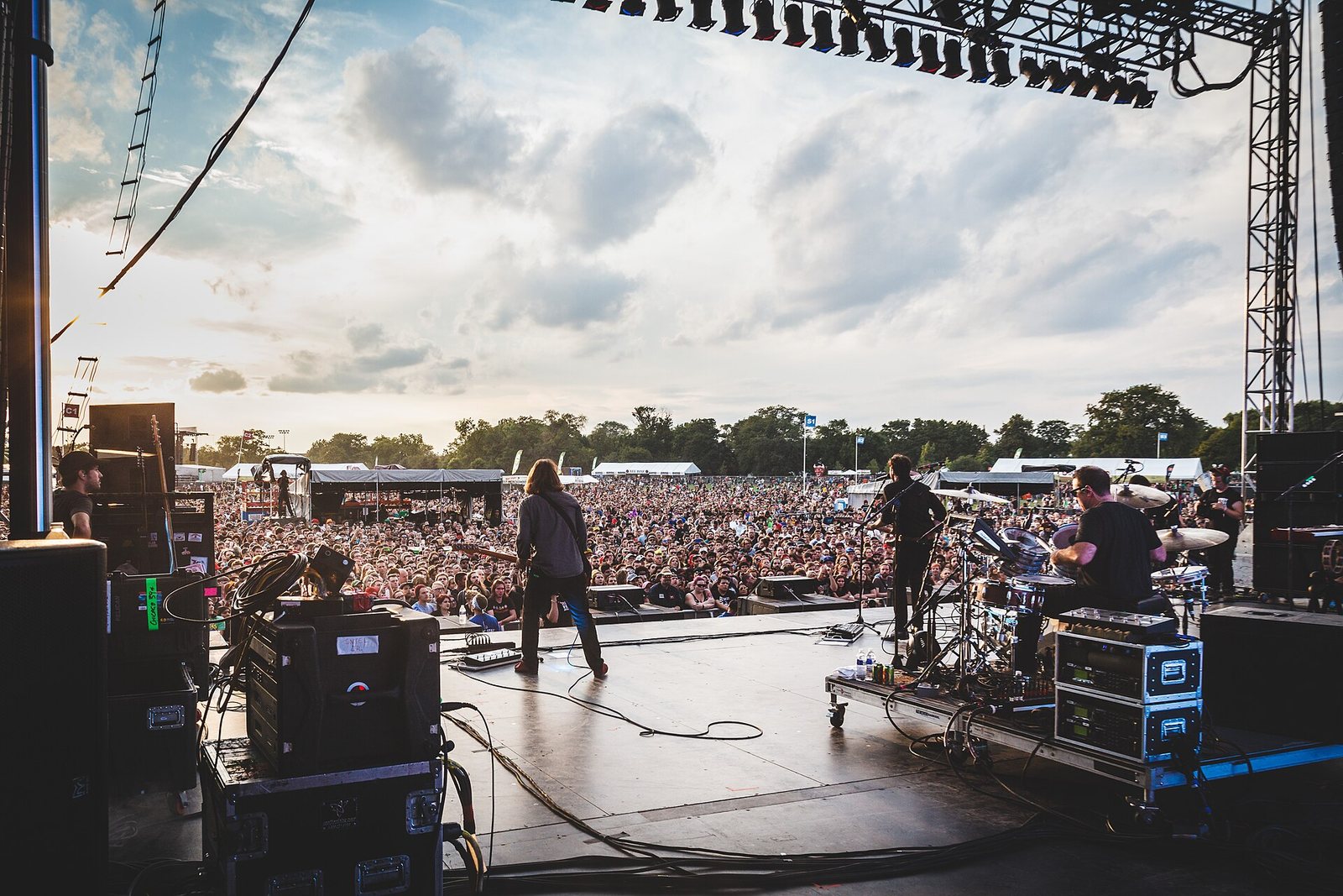 Jimmy Eat World playing to a large crowd at Riot Fest 2016 in Chicago, seen from the stage