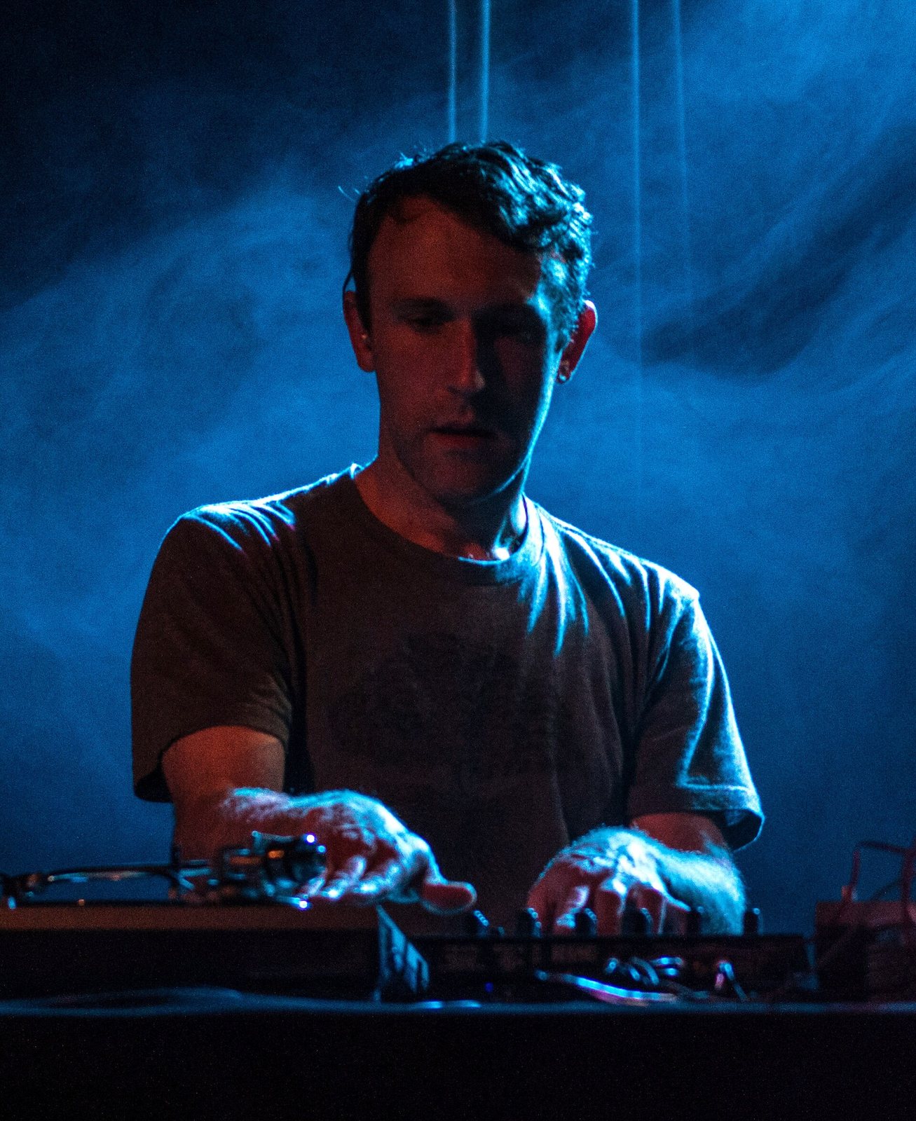 RJD2 performing on stage at Moogfest 2014 in Asheville, North Carolina