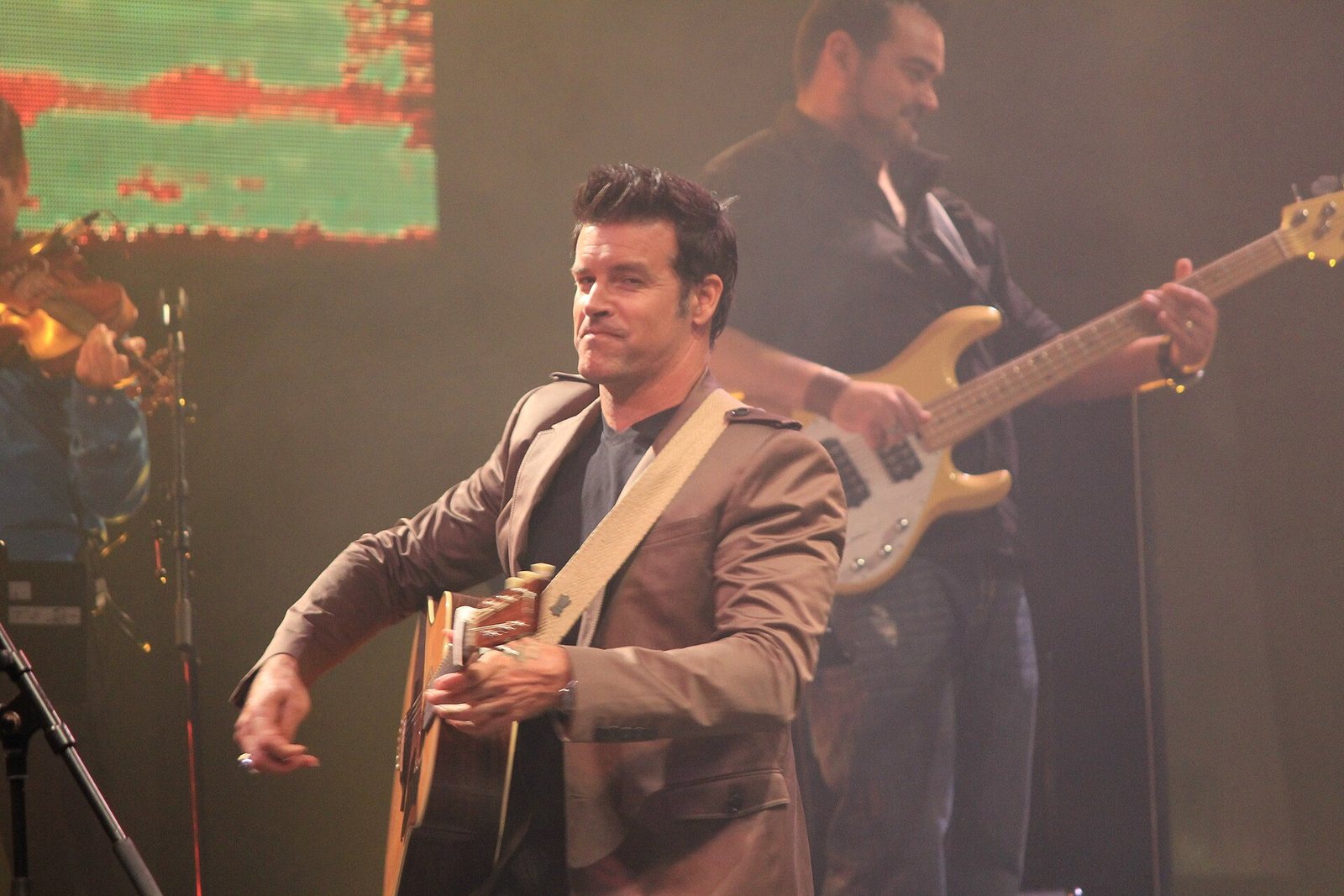 Roch Voisine performing with an acoustic guitar at the Festival Interceltique de Lorient, France, 2012
