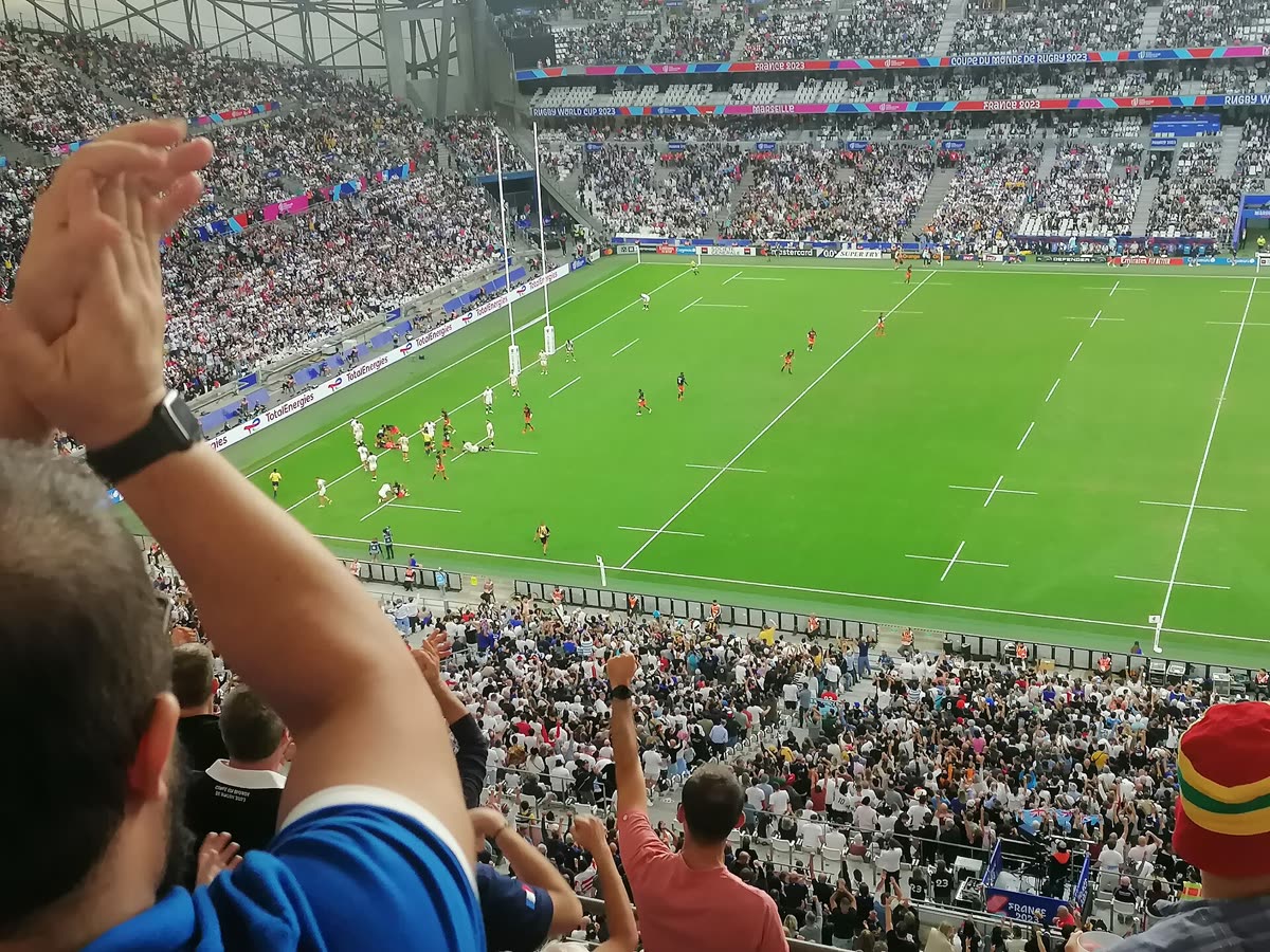 Buy Rugby World Cup tickets on StubOrder Fiji scoring a try vs England, 2023 Rugby World Cup quarterfinal