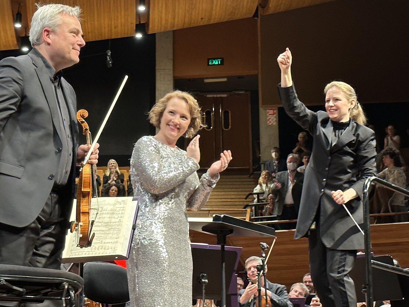 Sasha Cooke on stage after Mahler's Third Symphony with the NZSO, Michael Fowler Centre, Wellington, 2023