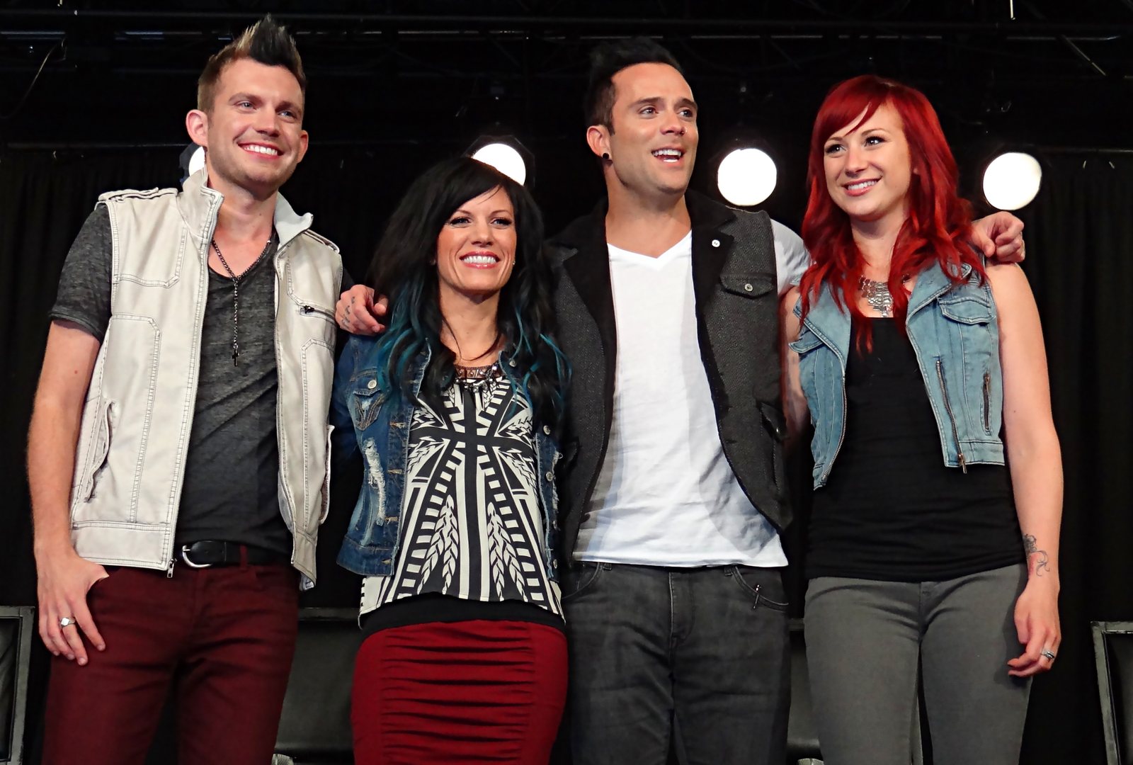Skillet members Seth Morrison, Korey Cooper, John Cooper and Jen Ledger at Road to Rise in Nashville, 2013