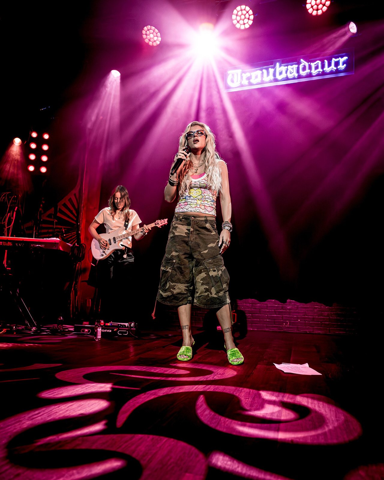 Skye Newman singing on stage at the Troubadour, West Hollywood, February 2026