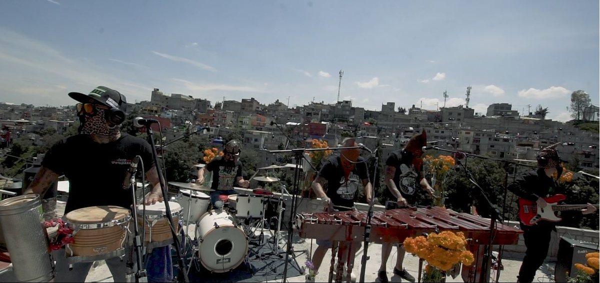 Buy Son Rompe Pera tickets on StubOrder Son Rompe Pera playing marimba, drums and bass on a rooftop for a WOMEX showcase