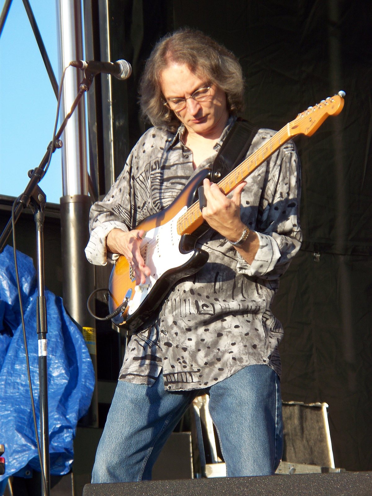 Sonny Landreth playing electric guitar on stage at Ottawa Bluesfest, Ottawa, 2008