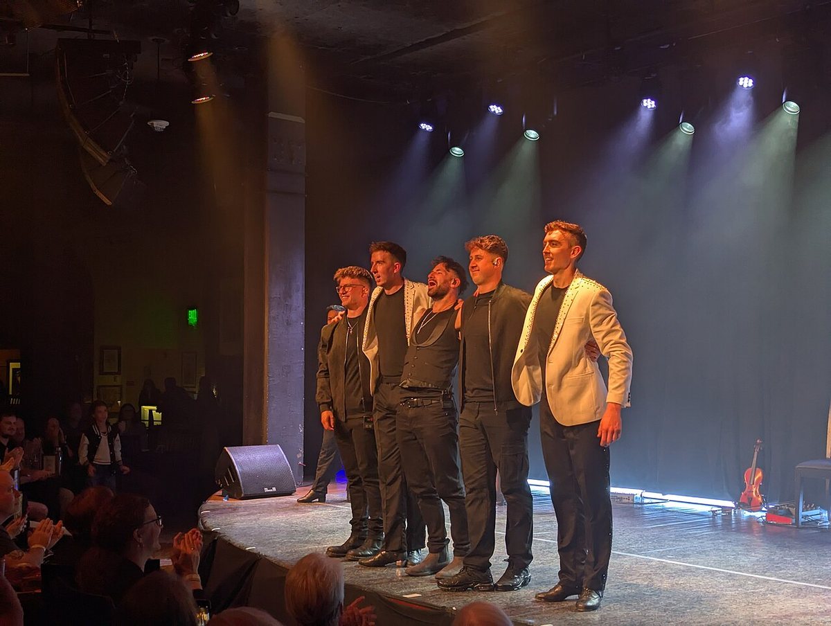 Buy Talisk and Gardiner Brothers tickets on StubOrder Talisk and the Gardiner Brothers lined up on stage at the curtain call, The Hamilton, Washington, D.C., October 2025