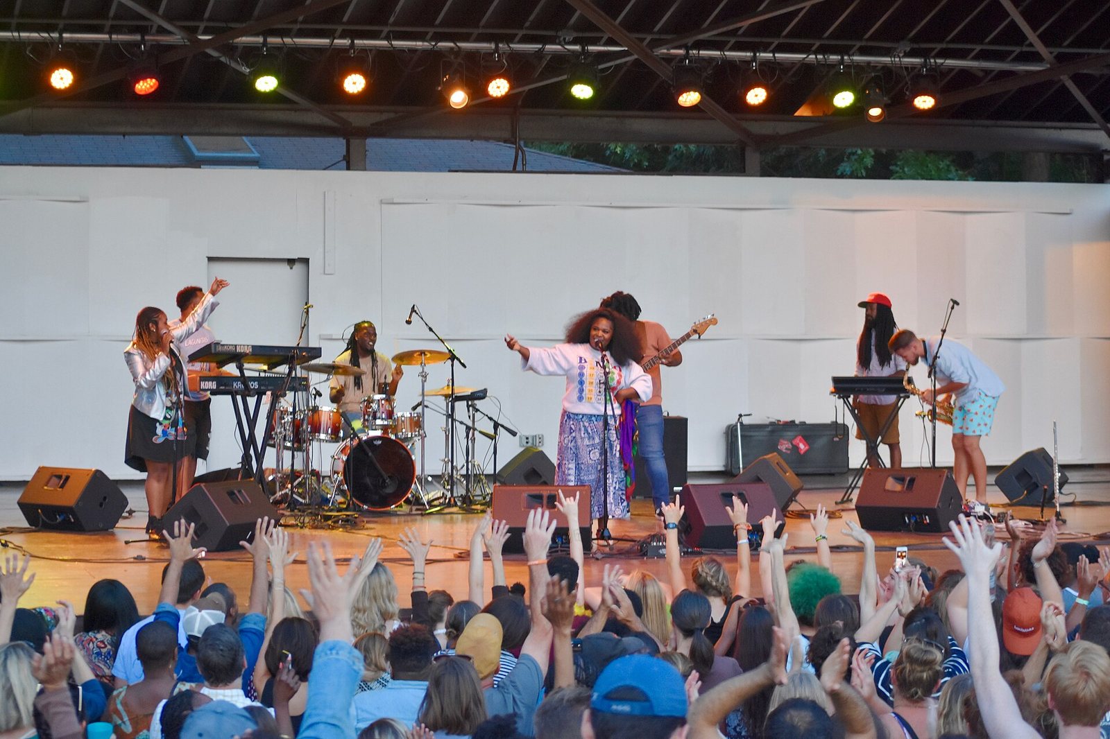 Tank and the Bangas performing at Hartwood Acres Amphitheater near Pittsburgh, 2017