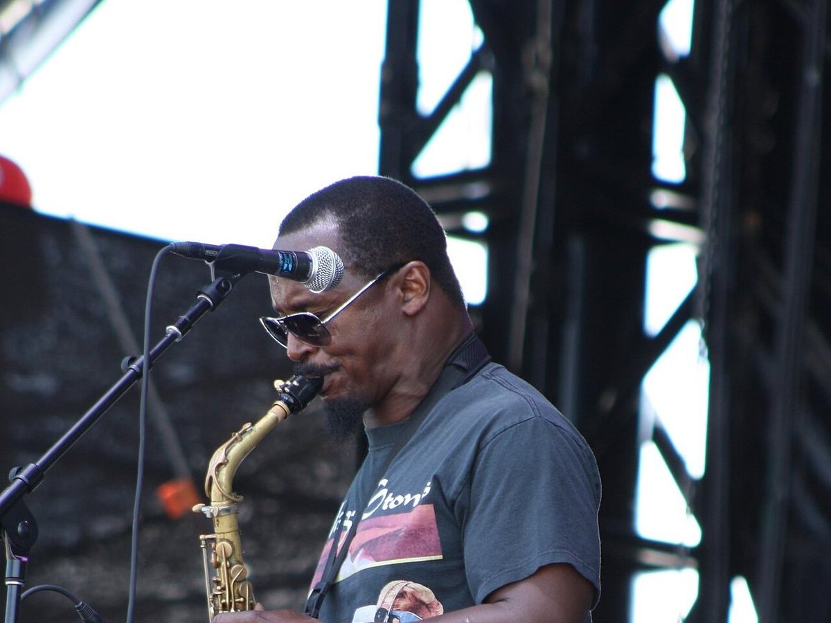 Karl Denson playing saxophone with The Greyboy Allstars at the Hangout Music Festival, 2012