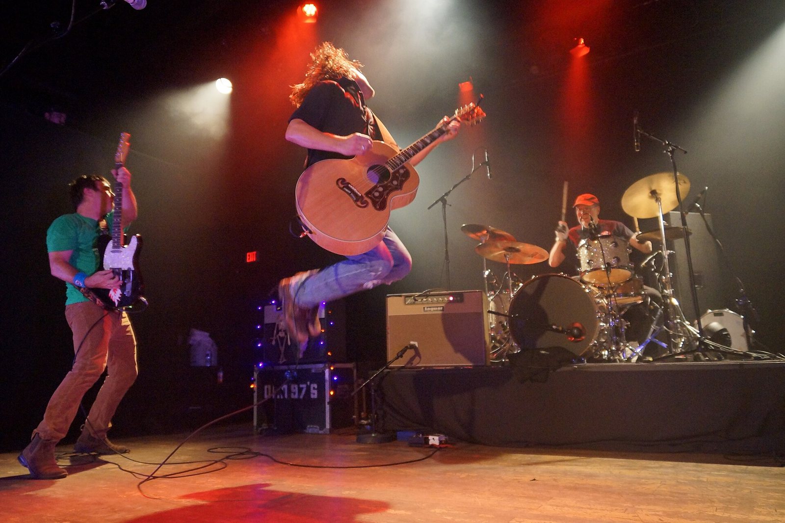 Rhett Miller leaping on stage with Old 97's at the Majestic Theatre, Madison, Wisconsin, 2015