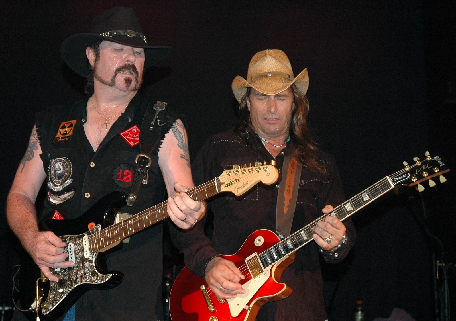 Hughie Thomasson and Chris Anderson of The Outlaws playing guitars in Stuart, Florida, 2006