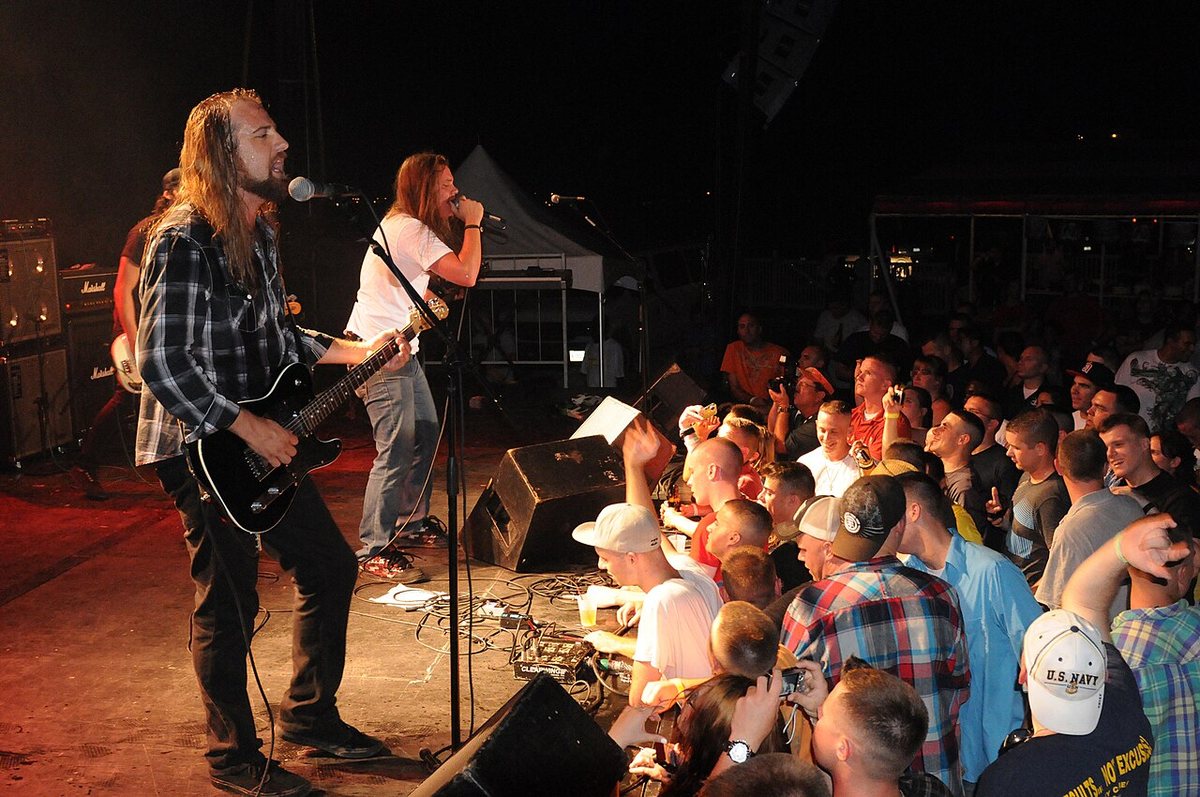 The Red Jumpsuit Apparatus performing for service members at Naval Station Guantanamo Bay, Cuba, 2010