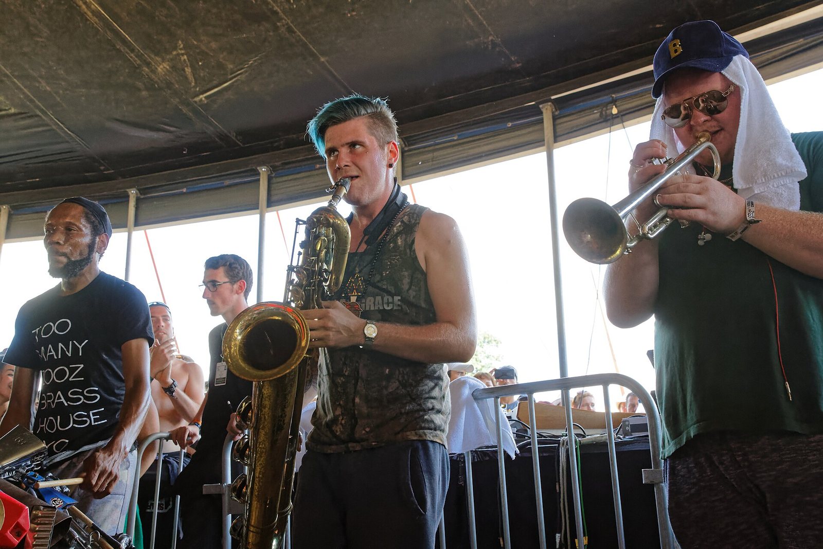 Too Many Zooz performing at the Festival des Vieilles Charrues, France, 2016