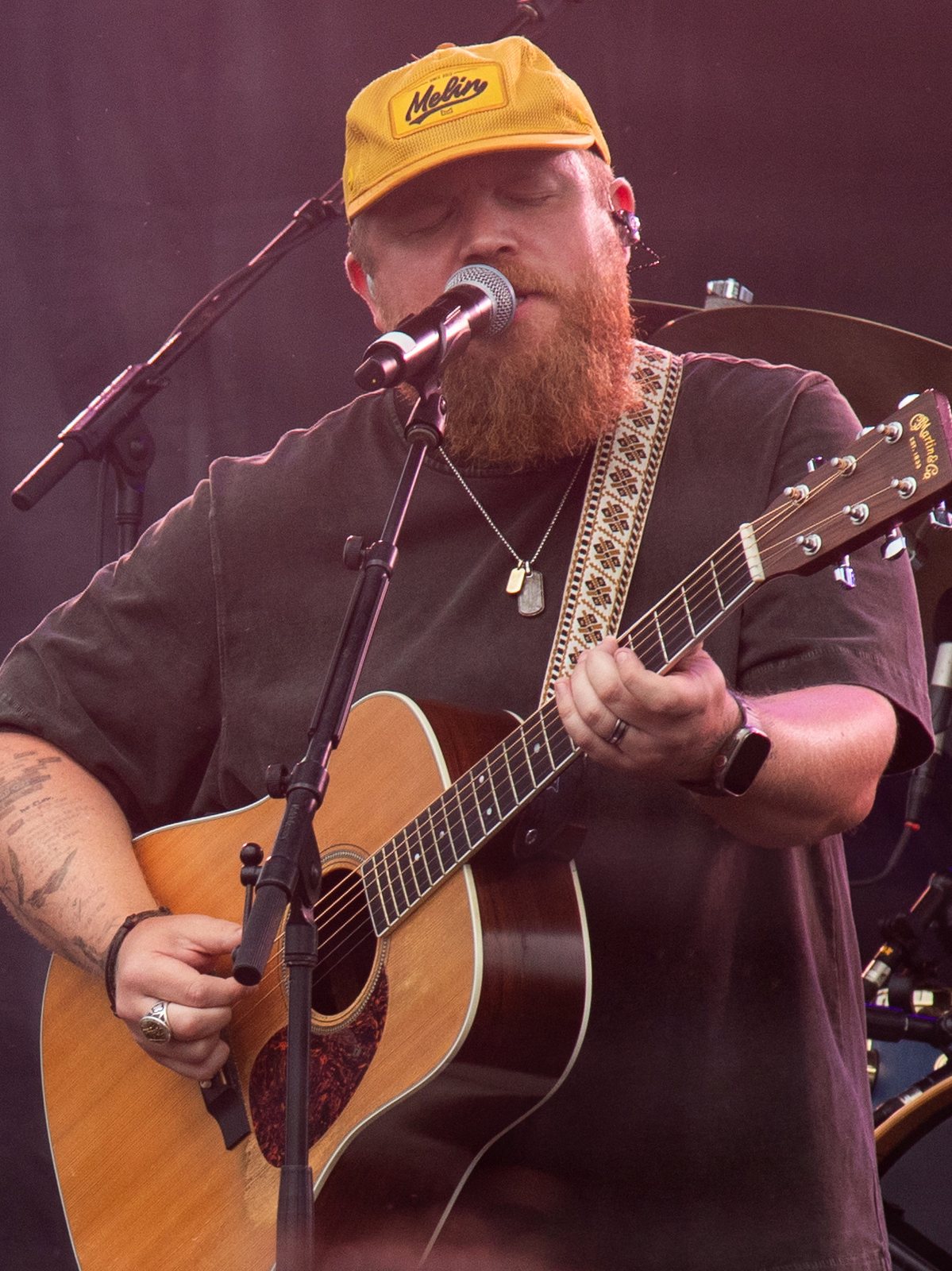 Tyler Braden singing and playing acoustic guitar at the Heatwave concert, Marine Corps Base Hawaii, July 2026