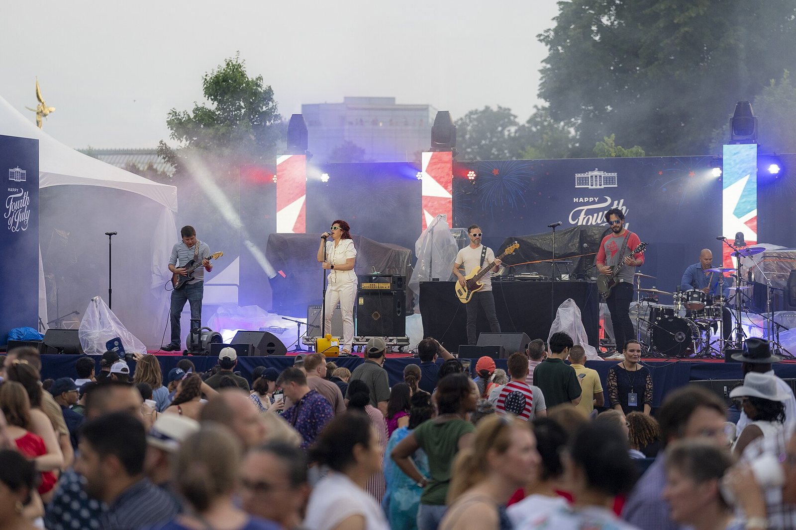 White Ford Bronco performing on the South Lawn of the White House, July 4, 2024