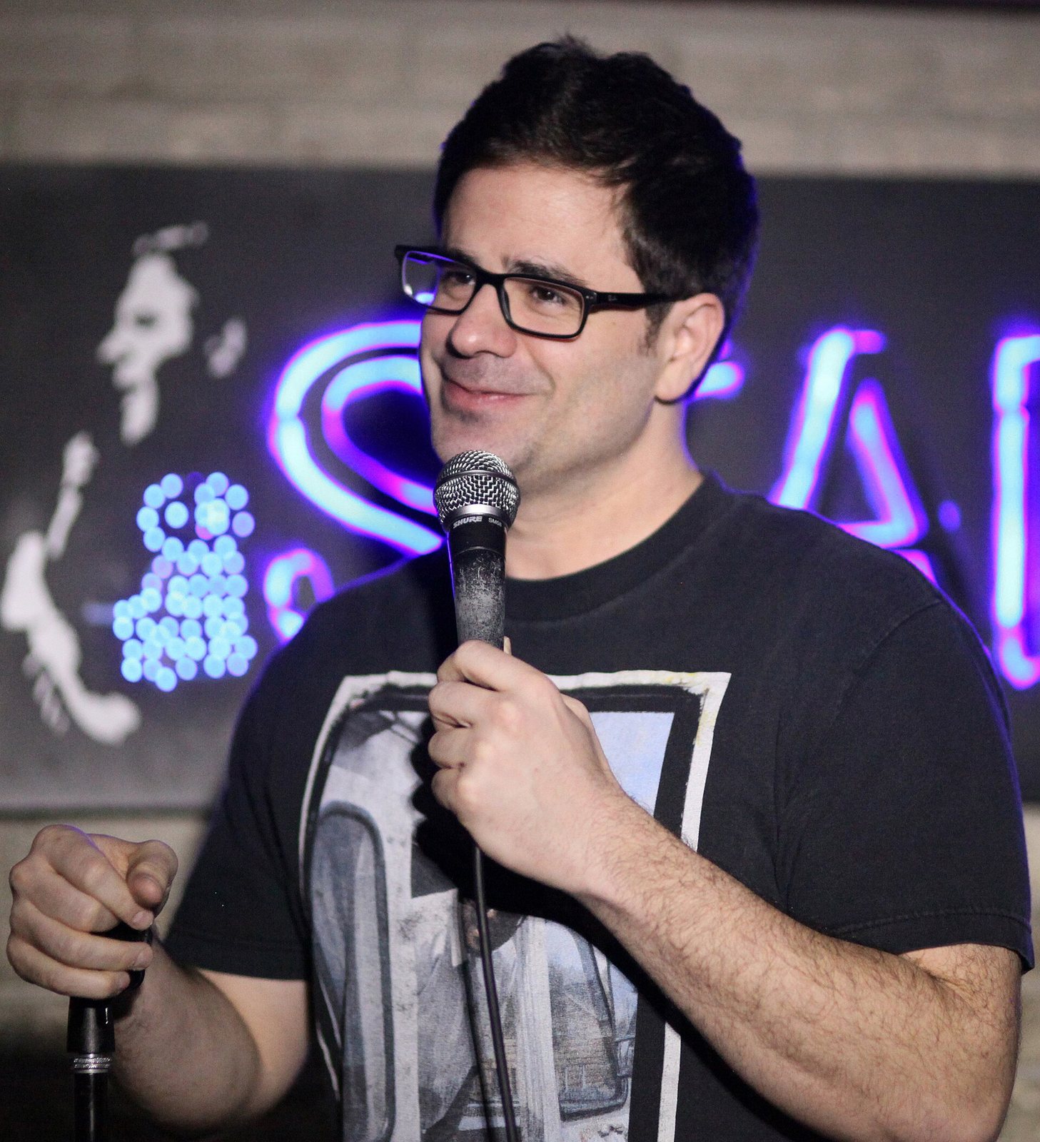 Yannis Pappas performing stand-up at The Stand, New York City, March 2017